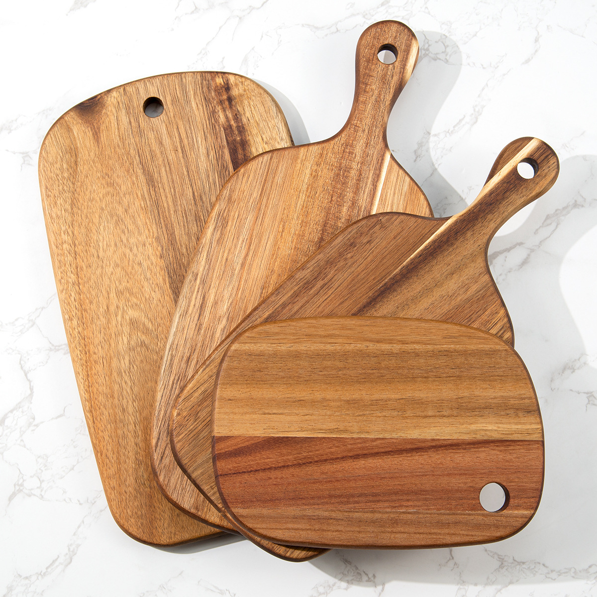 Minimalist Acacia Wood Cutting Board with Hanging Hole – Rounded Corner Chopping Board